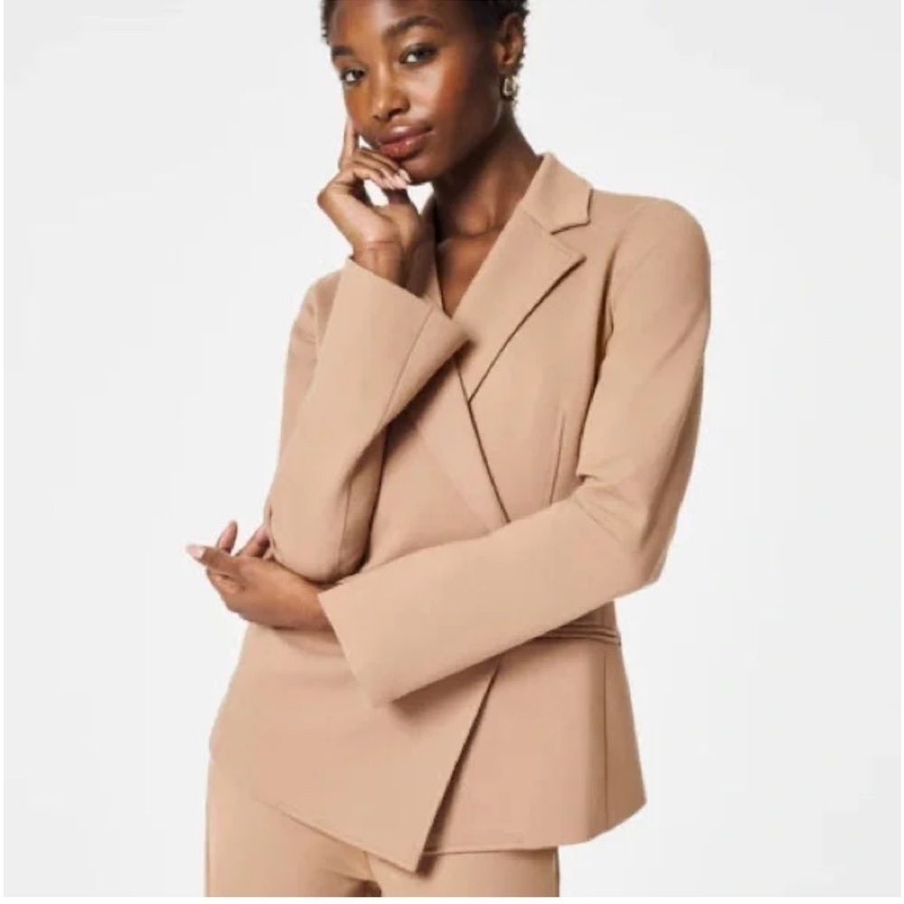 SPANX Perfect Asymmetrical Neutral Business Casual Tailored Blazer In Toffee NWT